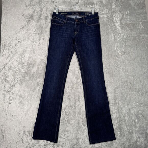 DL1961‎ Jeans Womens 4 27 Blue Cindy Slim Boot Dark Whiskering Fading Streetwear - Picture 2 of 11